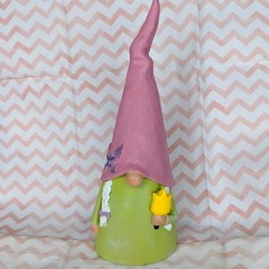 New - Resin Spring Girl Gnome holding a flower - 11"